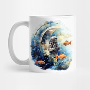 Space Explorer with Swimming Fish Mug